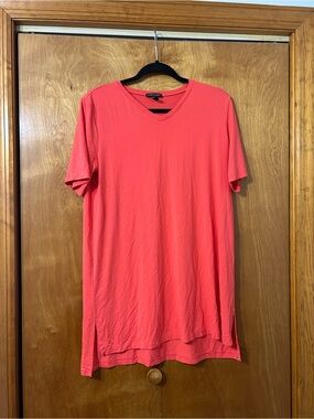Eileen Fisher Coral V-Neck Short Sleeve Dress